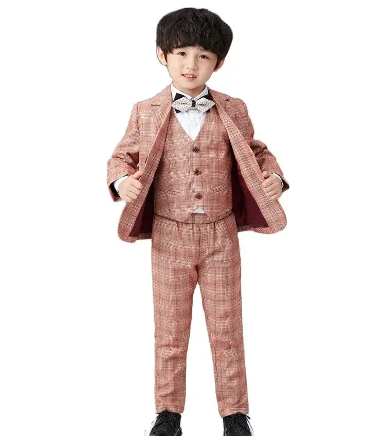 

Flower Boys Jacket Vest Pants 3PCS Wedding Suit Gentleman Kids Birthday Performance Dress Children Enfant Garcon Mariage Costume