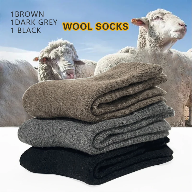 3Pairs Wool Socks Japanese And Korean style winter warm Harajuku Sock Merino Rabbit Socks Against Cold Snow Winter Warm Male Sox