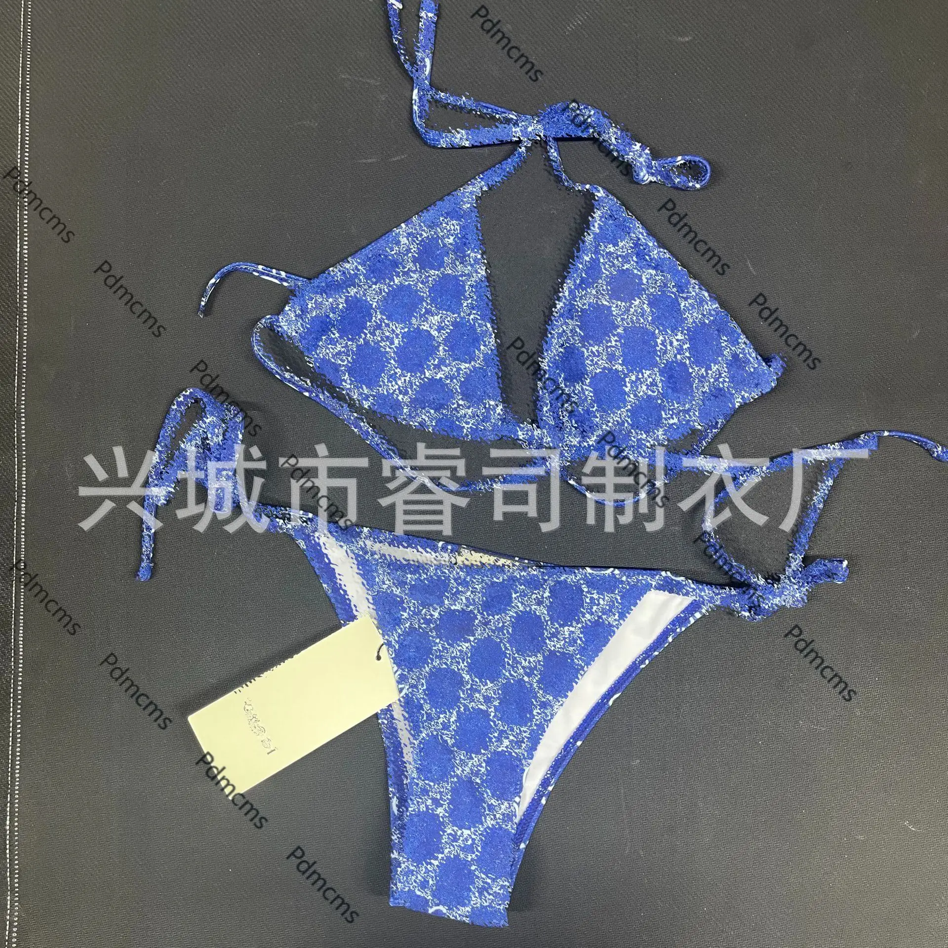 

2025 new trendy brand export lace-up bikini one-piece halter swimsuit sister swimsuit