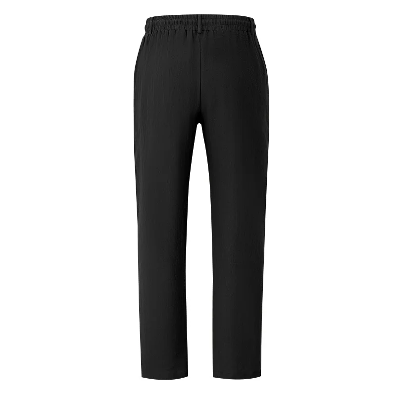 Herren Boho Leinenmischung Weite Hose mit Hoher Taille, Kordelzug, Knopfleiste, Lockerer Passform und Seitentaschen – Detail 23
