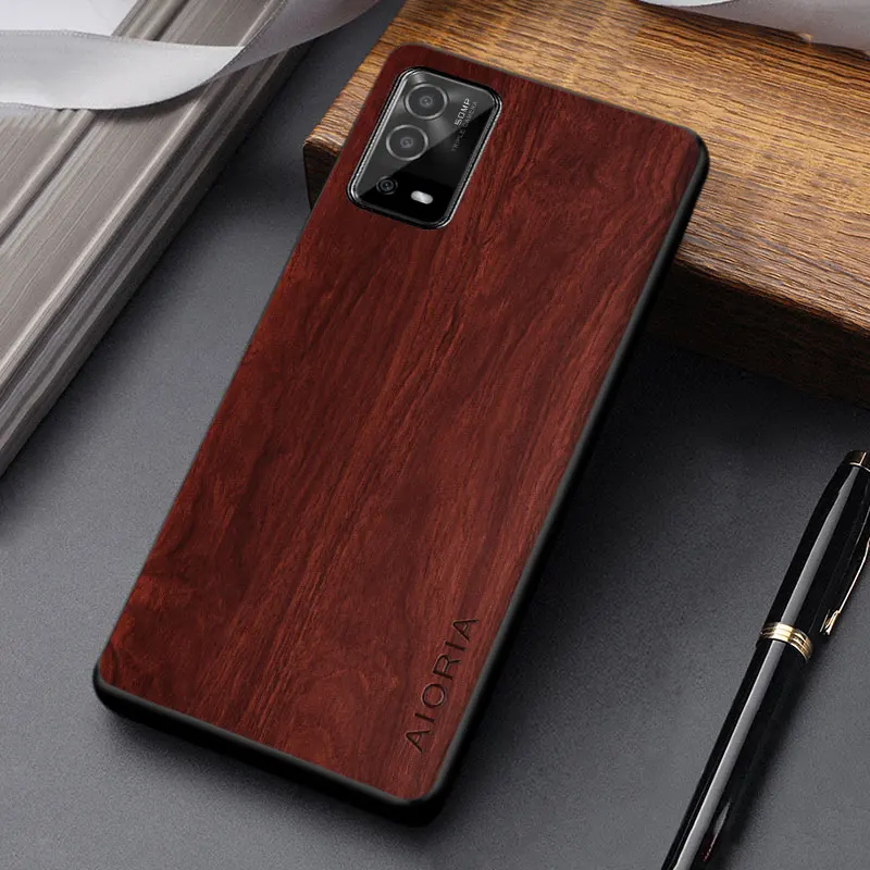 Case for OPPO A55 A92S A77S A74 A54 A 57 A77 A72 A53 A32 A52 A95 unique design lightweight wooden pattern PU leather Phone Cover