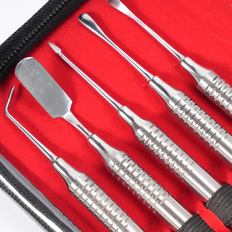 

Набор из 10 стоматологических инструментов: периостальный сепаратор, инструмент для откидывания десны, инструмент для снятия пародонтальной мембраны, скейлер для отшелушивания десны, для имплантационной хирургии