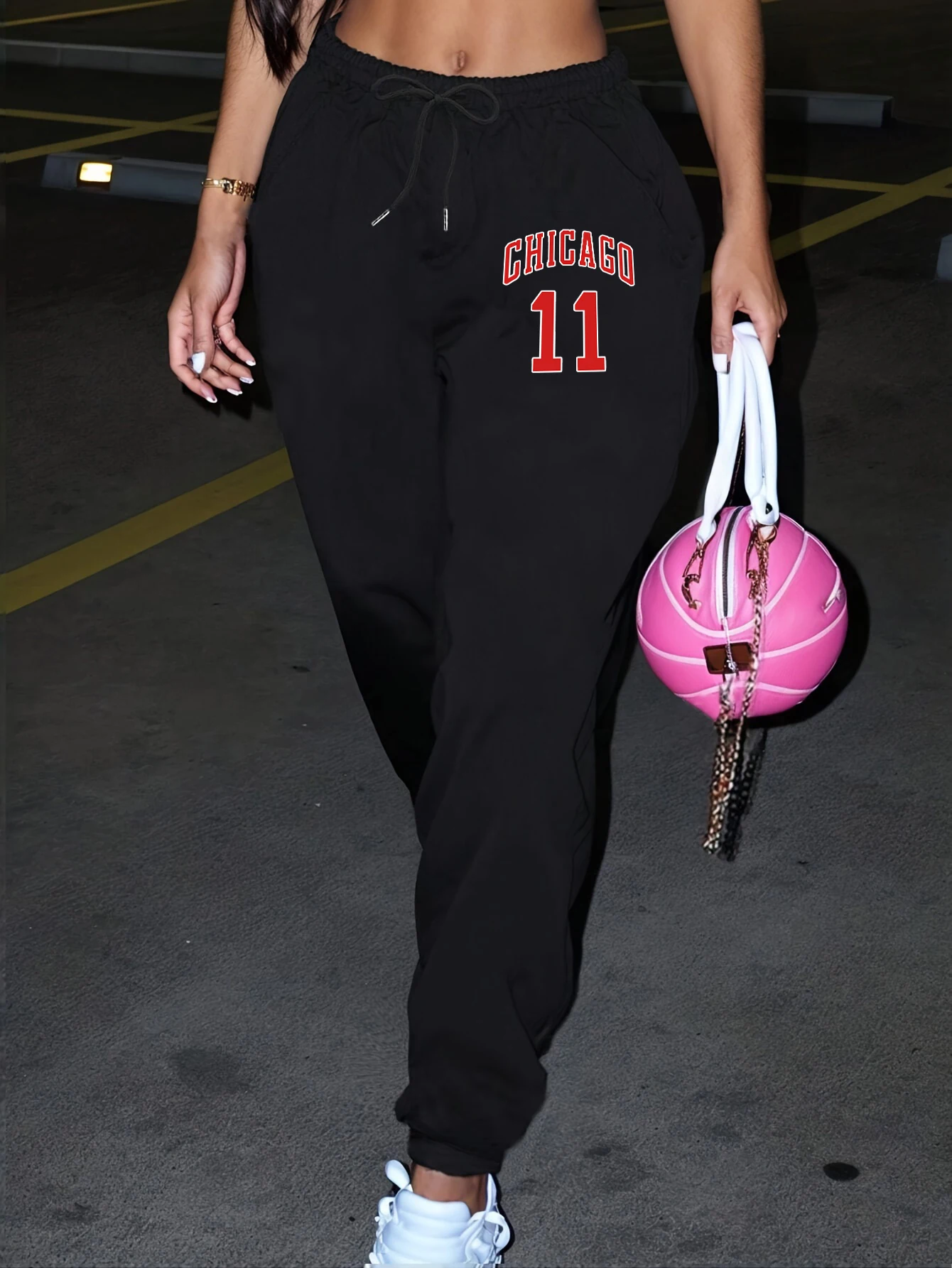 

Спортивные штаны Chicago Red Letter 11 с принтом, флисовые брюки с карманами, женские модные осенние спортивные штаны, женские брюки в стиле хип-хоп с завязками