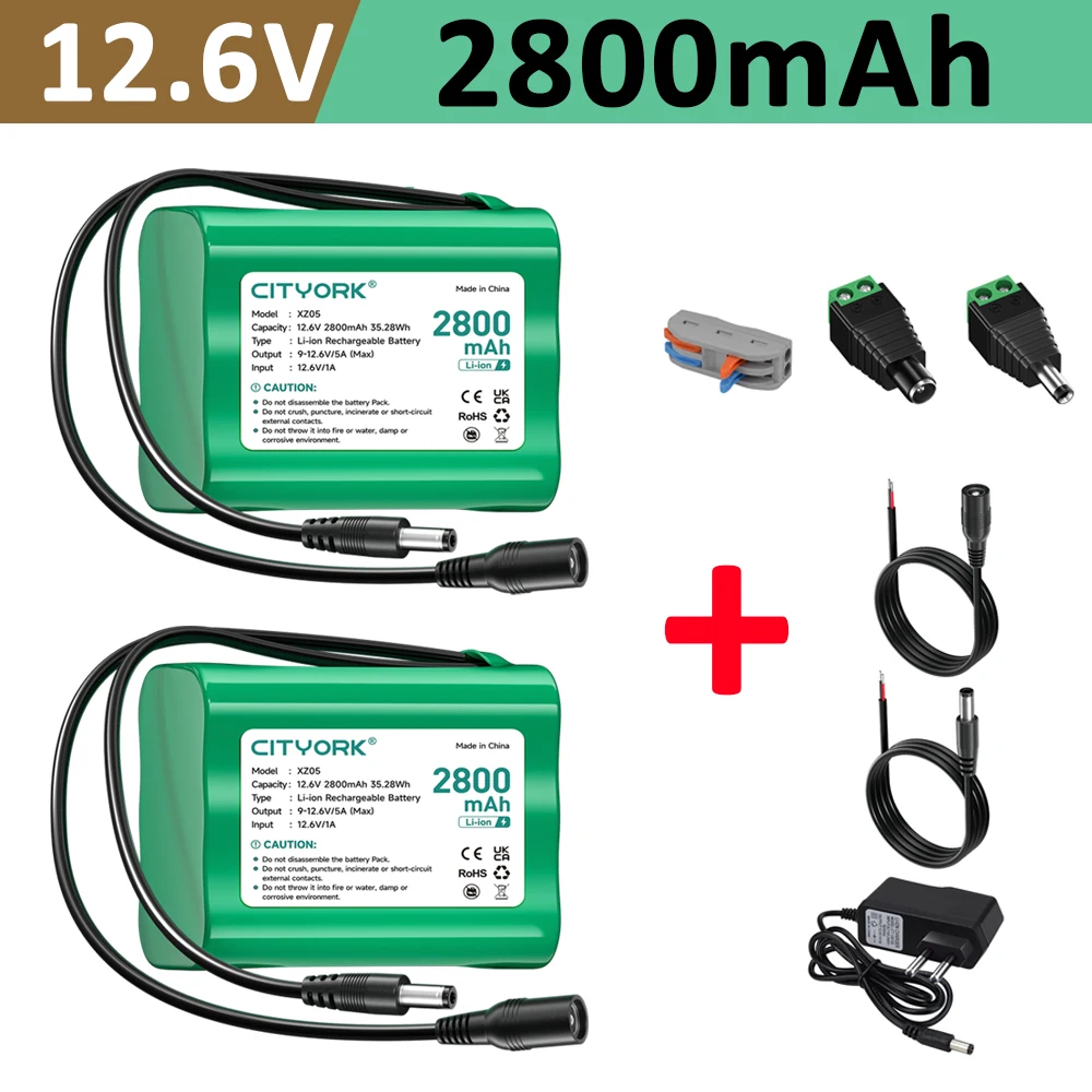 

New 12.6V Rechargeable Battery Pack with intelligent protection board 2.8Ah Lithium 12.6V Battery Pack for Video surveillance