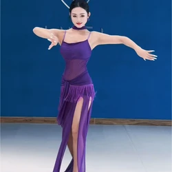Belly Dance Training Clothing Sleeveless Breathable Mesh Tassel Dress for Women's Oriental Dance Professional Practice Clothes