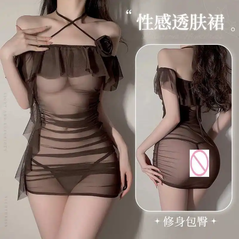

Women's Sexy Mesh Transparent Lingerie Dress Lady Erotic Naugty See-through Babydoll Fliter Night Club Fliter Costumes