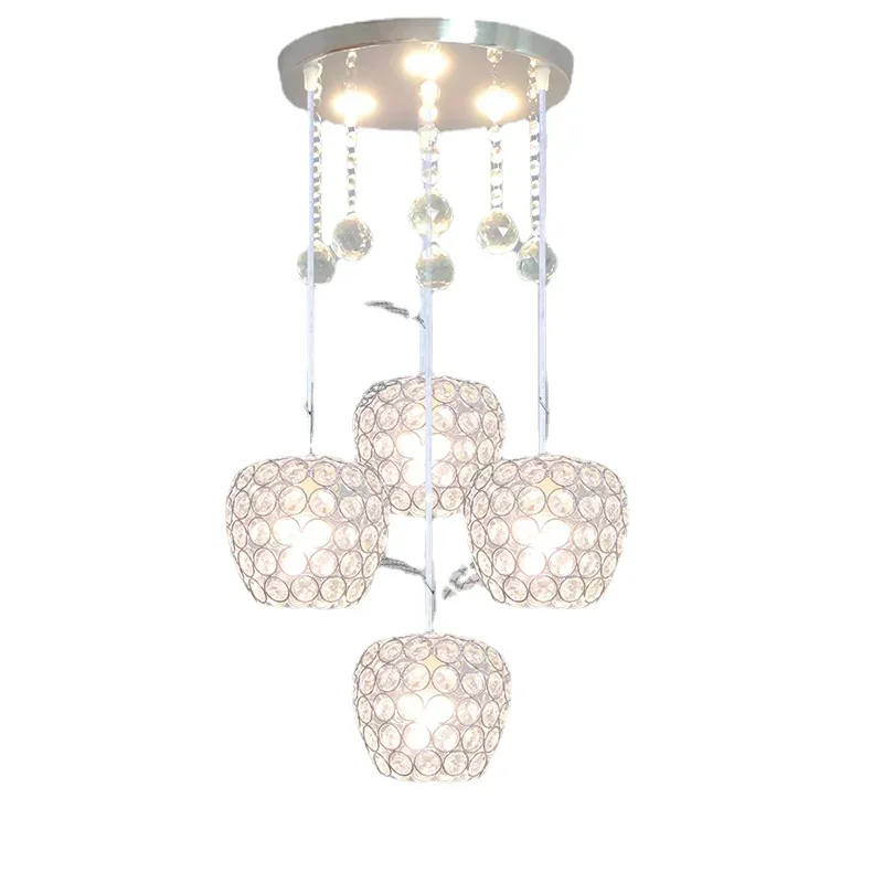Modern Minimalist Three LED Crystal Restaurant Dining Room Lamp Creative Single Balcony Aisle Bar Chandelier