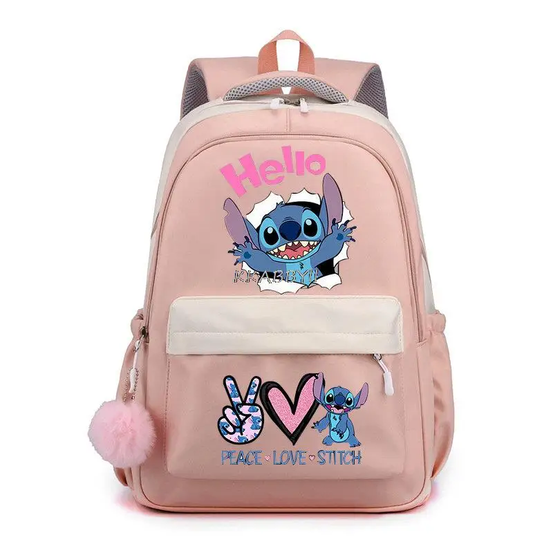 Lilo And Stitch School Backpack Travel Solid Color Backpack Teenager Girl Boys Laptop Multi-Function Backpack Mochila