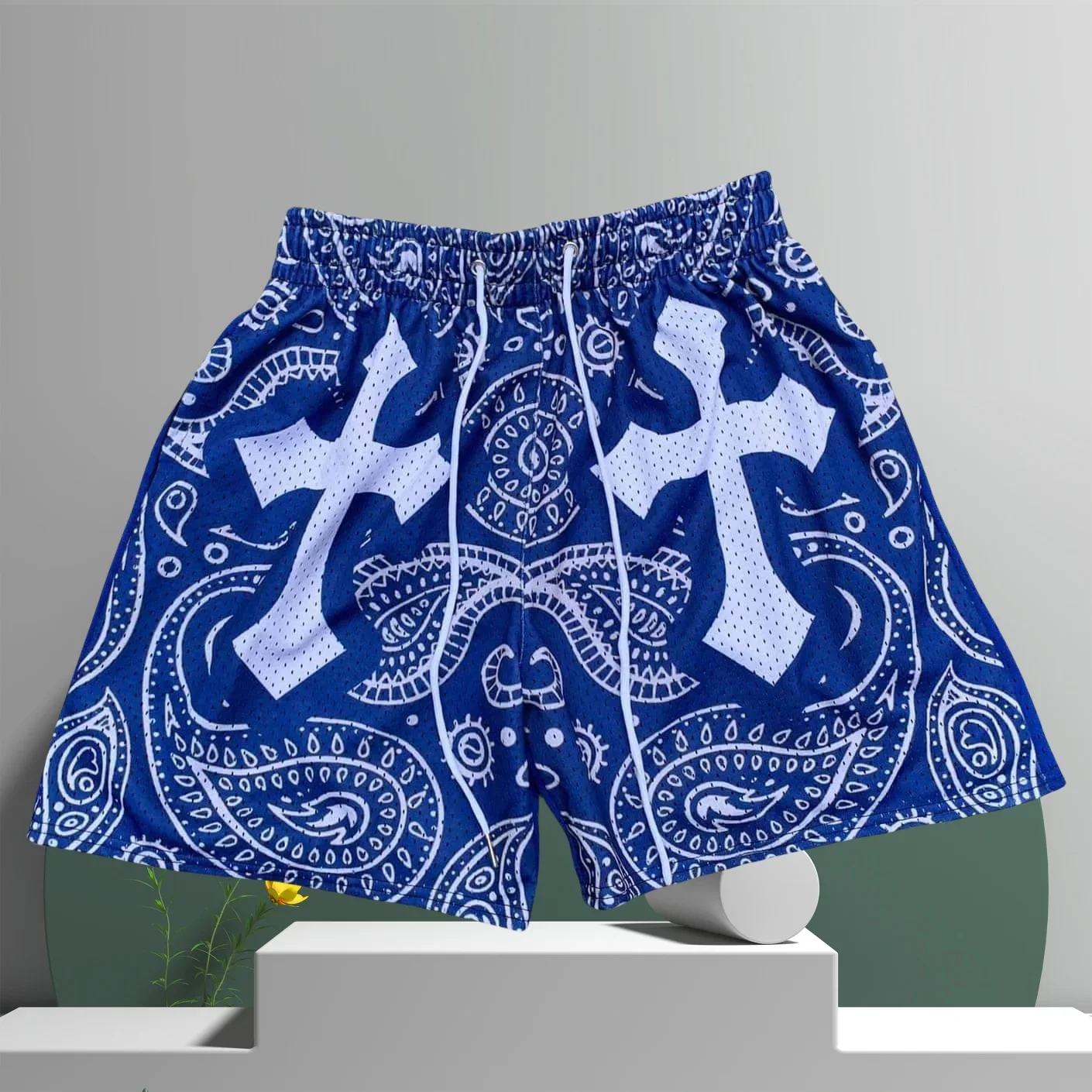 

Новинка лета 2024, мужские быстросохнущие спортивные шорты с многоэлементным карманом и принтом, удобные повседневные спортивные шорты Y2K