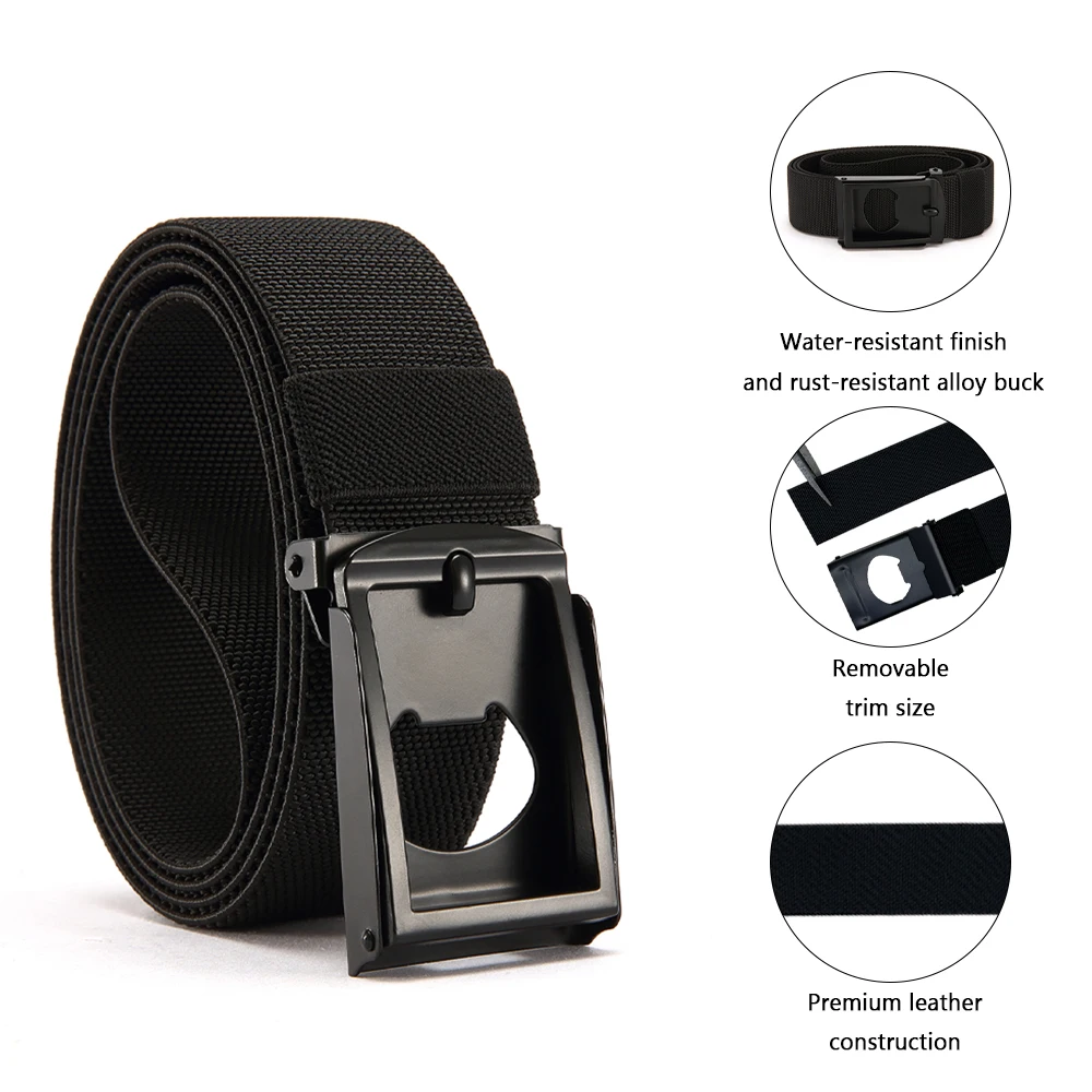 New Golf Sports Elastic Belt Tactical Belt Metal Automatic Buckle Tough Stretch Nylon Men Military Belt