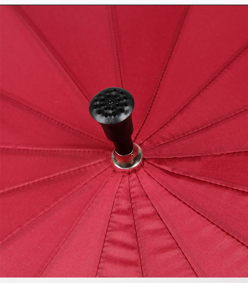 Multifunction Big Sun Red Umbrella Women Old Men Crutch Long Handle Umbrella Mountaineering Rain Umbrellas