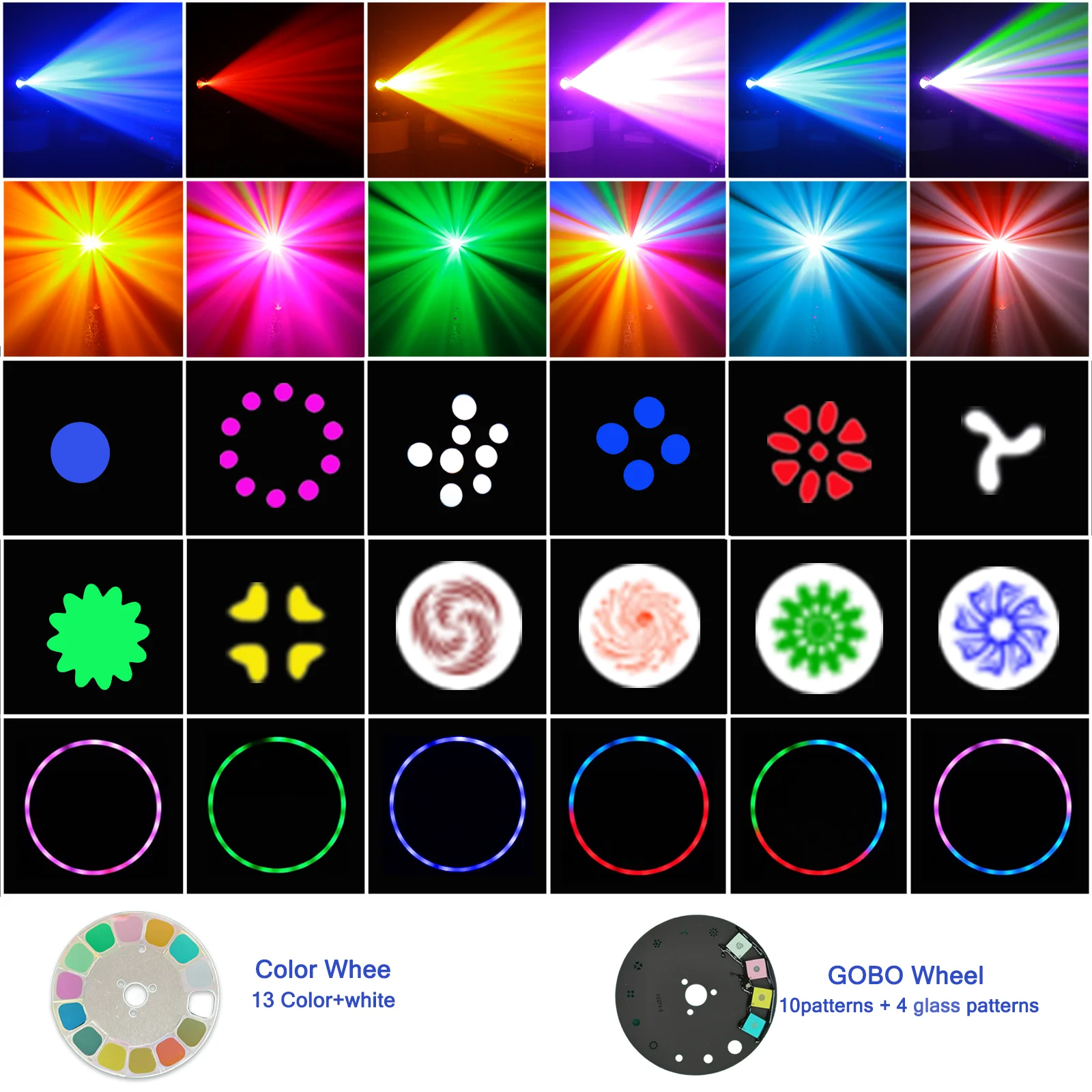 

295 Вт лампа с подвижной головкой и кольцом RGB 6 + 48-призма, эффект радуги и мороза, сценический свет DMX для дискотеки, свадьбы, вечеринки