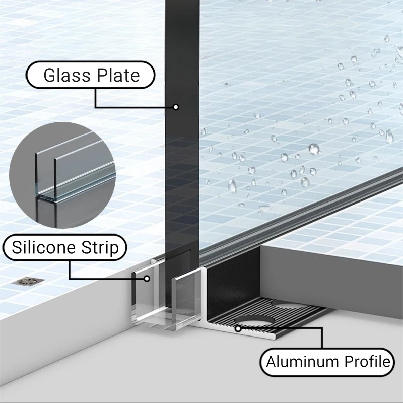 Bathroom Glass Board LED Aluminum Profile Embedded F-shaped Waterproof Channel Layer Shelf Splint Shower Cabinet Bar Strip Light