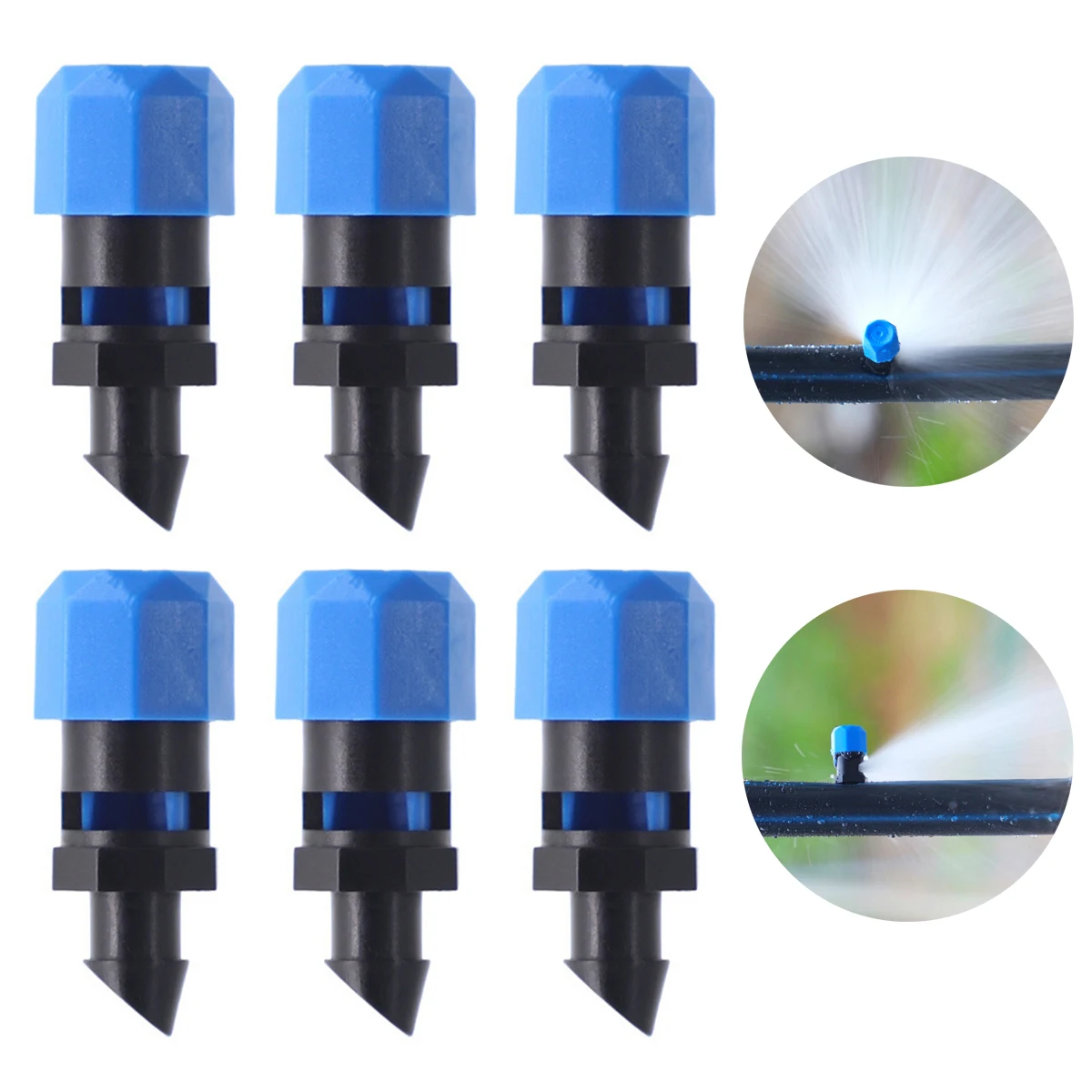 50/100 pces azul taxa de fluxo ajustável gotejador jardim agrícola vasos plantas irrigação 4 ~ 14 l/h gotejador compensador de pressão