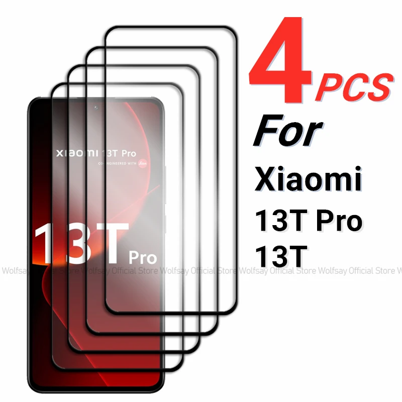 2/4PCS Tempered Glass For Xiaomi 13T Pro Screen Protector For Xiaomi 13T 13T Pro Full Glue Cover Phone Film For Xiaomi 13T Pro