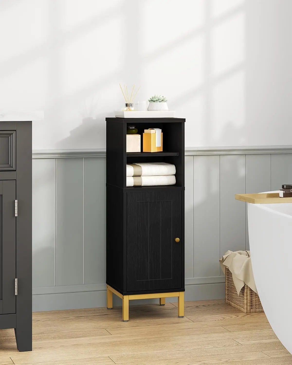 

**/Bathroom Storage Cabinet, Corner Floor Cabinet With Shelves, Customized Door Opening Direction, Bathroom Organizer With