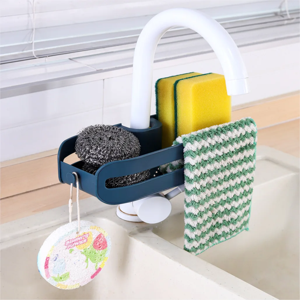 

1pc Kitchen Faucet Draining Basket Wash Dish Pool Drop Basket Plastic No Punching Storage Basket Kitchen Accessories