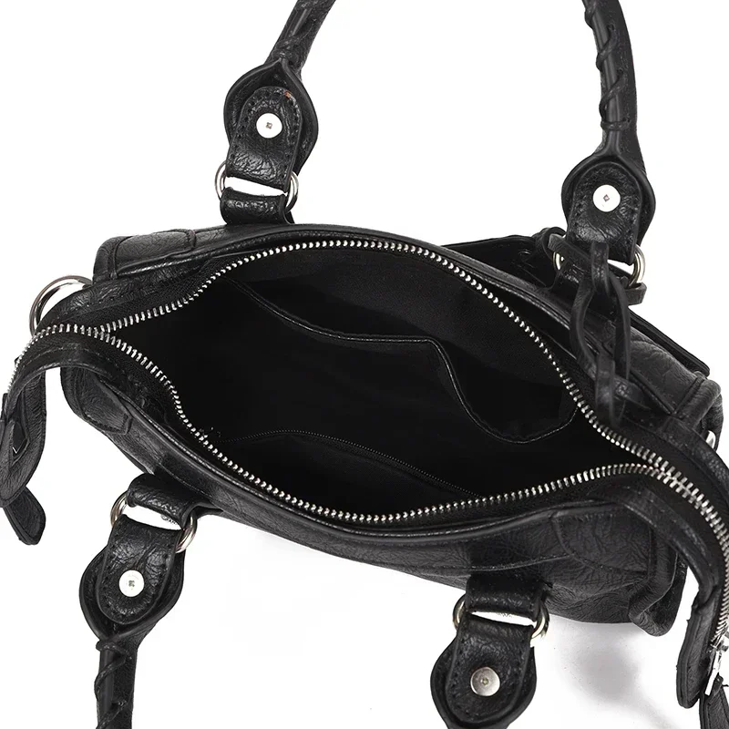 fashionn new Luxury Solid Handbag Female Messenger Tote Motorcycle Handbags Quality PU Leather Women Crossbody Shoulder Bags
