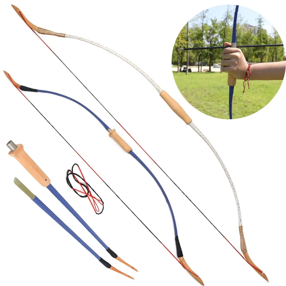 

Длинный лук для стрельбы из лука 53 дюйма, традиционный лук, 20-40 фунтов, разделенный лук, стрельба на открытом воздухе, охотничья мишень, практика левой/правой руки