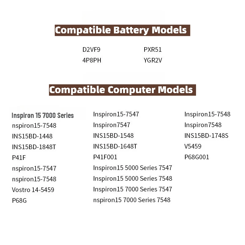 بطارية كمبيوتر محمول عالية الجودة D2VF9 3700mAh لأجهزة Dell Vostro 14 5459 Inspiron 15 7547 7548 7549 سلسلة بطارية بديلة جديدة