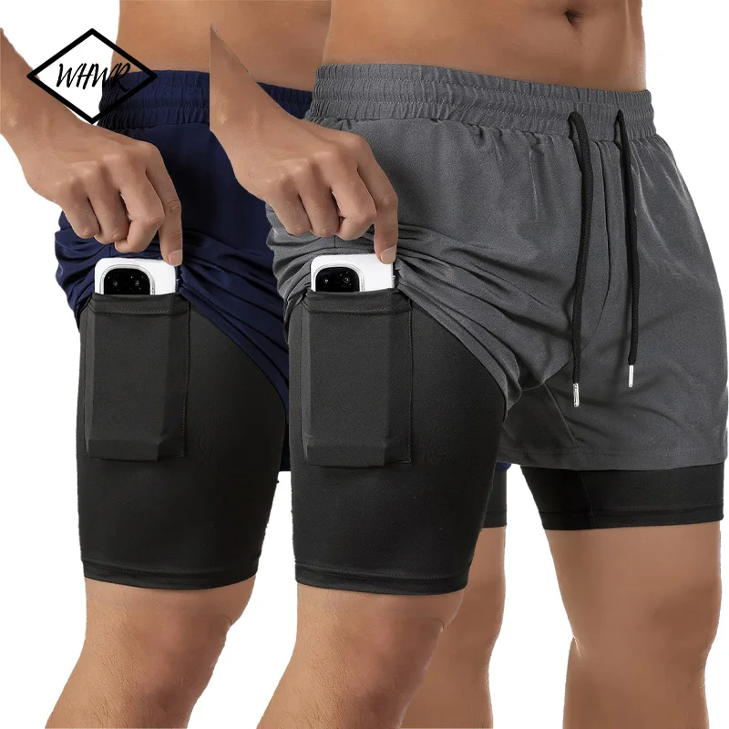 Мужские спортивные шорты для фитнеса, бега, быстросохнущие компрессионные шорты для легкой атлетики, мужские спортивные шорты для фитнеса с задним карманом на молнии