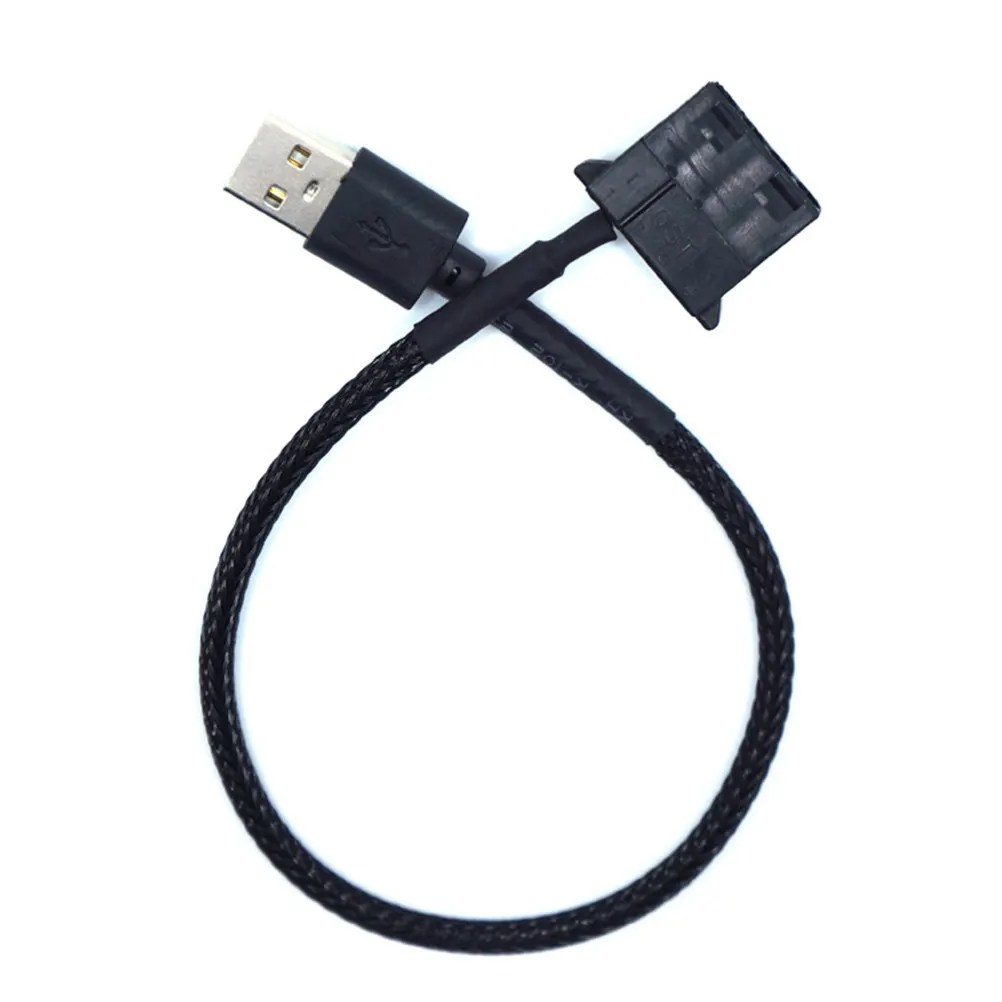 Fan Connect Cable USB 2.0 A Male to 4 Pin Fan Connector for 5V Pc Cooling Fans High Reliability Stable 5V Supply Compatible