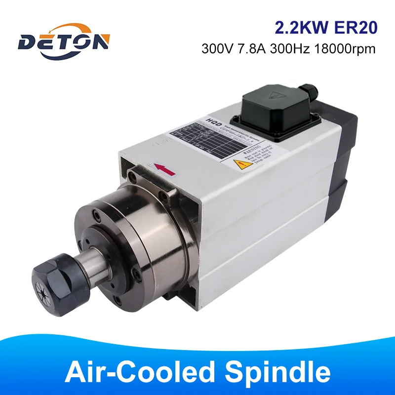 

2.2KW Square Spindle Motor Air Cooled Milling Spindle with 18000rpm 220V/380V for CNC Router Engraving Machine