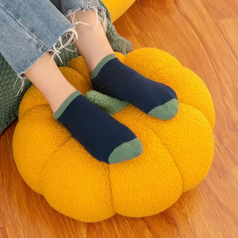 وسادة مريحة من القطيفة على شكل يقطين وسادة منسوجة ناعمة لغرفة المعيشة والمكتب والقيلولة وديكور المنزل على طراز صالة رائعة للهدايا