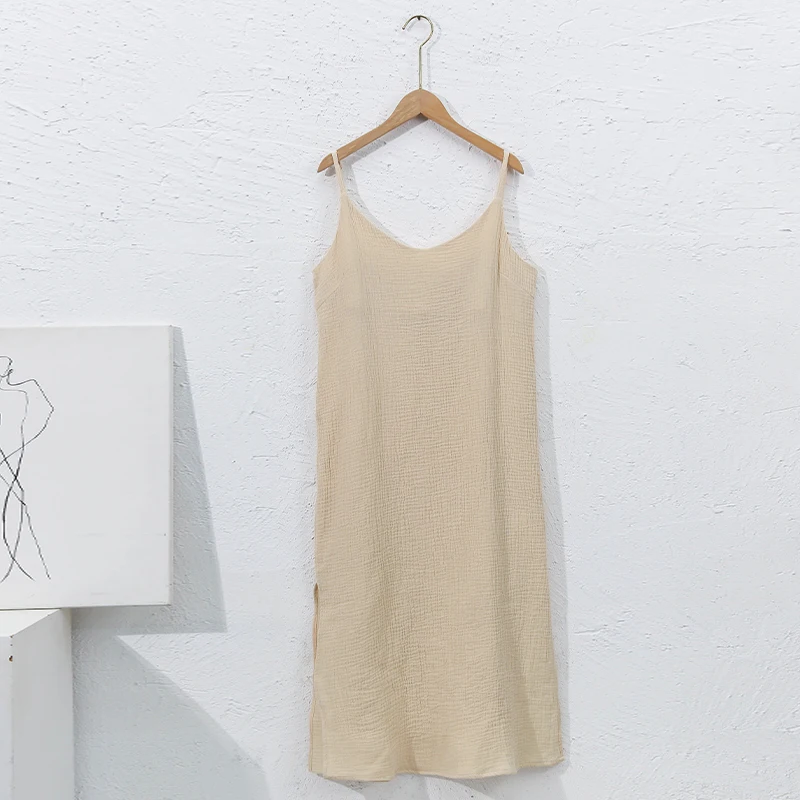 Mussola 100% garza di cotone abito estivo donna sexy senza maniche cinturino regolabile lato aperto laterale elegante partito boho vestito estivo abiti