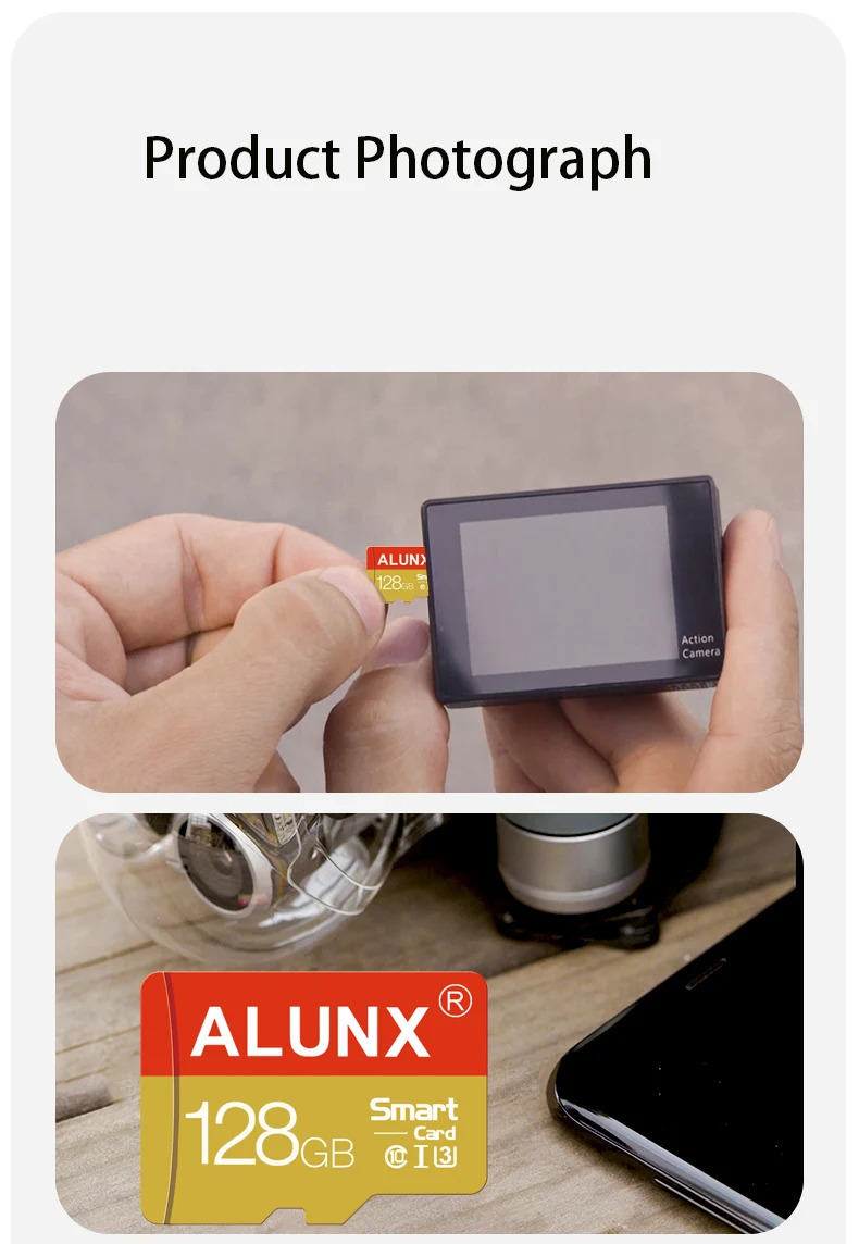 ALUNX 마이크로 TF SD 카드, 128GB, 100%, 정품 64GB, 32GB, 16GB, 8G 메모리 카드, 플래시 클래스 10 지지대 휴대폰 UAV etc 카드 리더