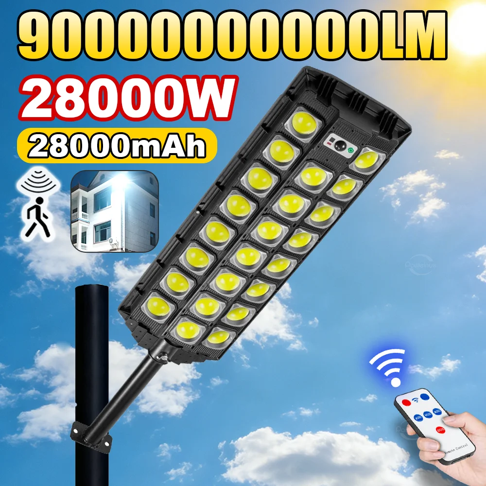 

900000LM 28000 Вт светодиодный уличный солнечный свет, мощный уличный датчик движения,солнечная лампа,настенный уличный фонарь IP66,солнечный свет для садовой дорожки,лампа аккумуляторная,светильник с датчиком движения