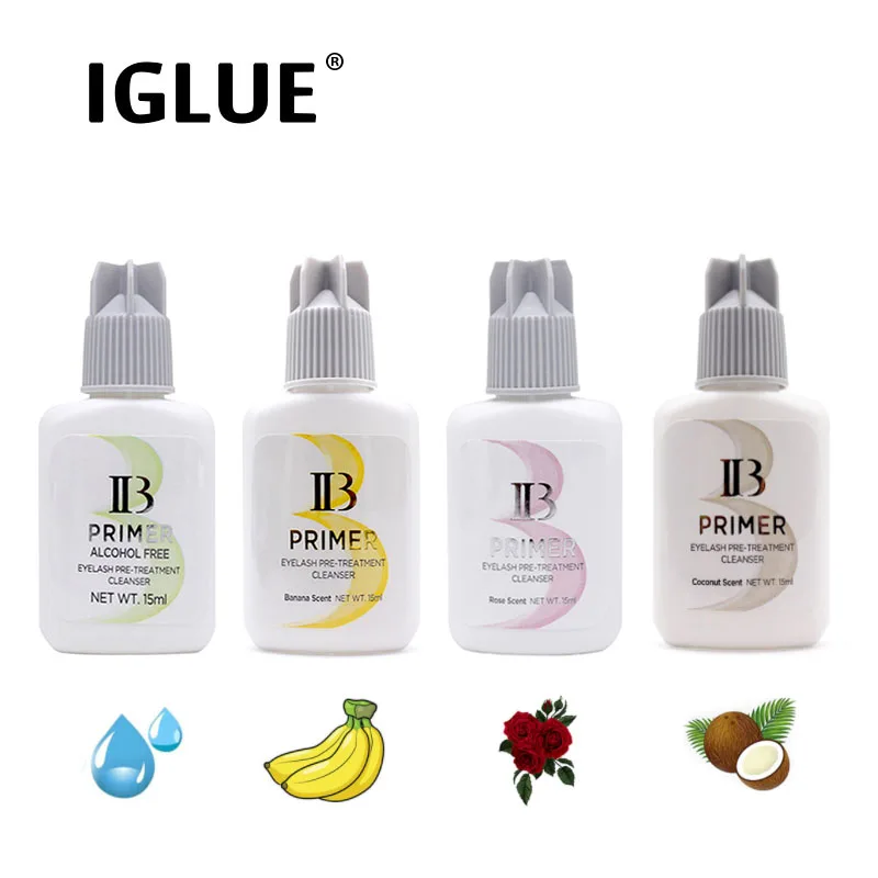 IBeauty-imprimación de pestañas postizas, coco, plátano, rosa, sin Alcohol, 15ml, pegamento transparente, adhesivo, herramientas coreanas