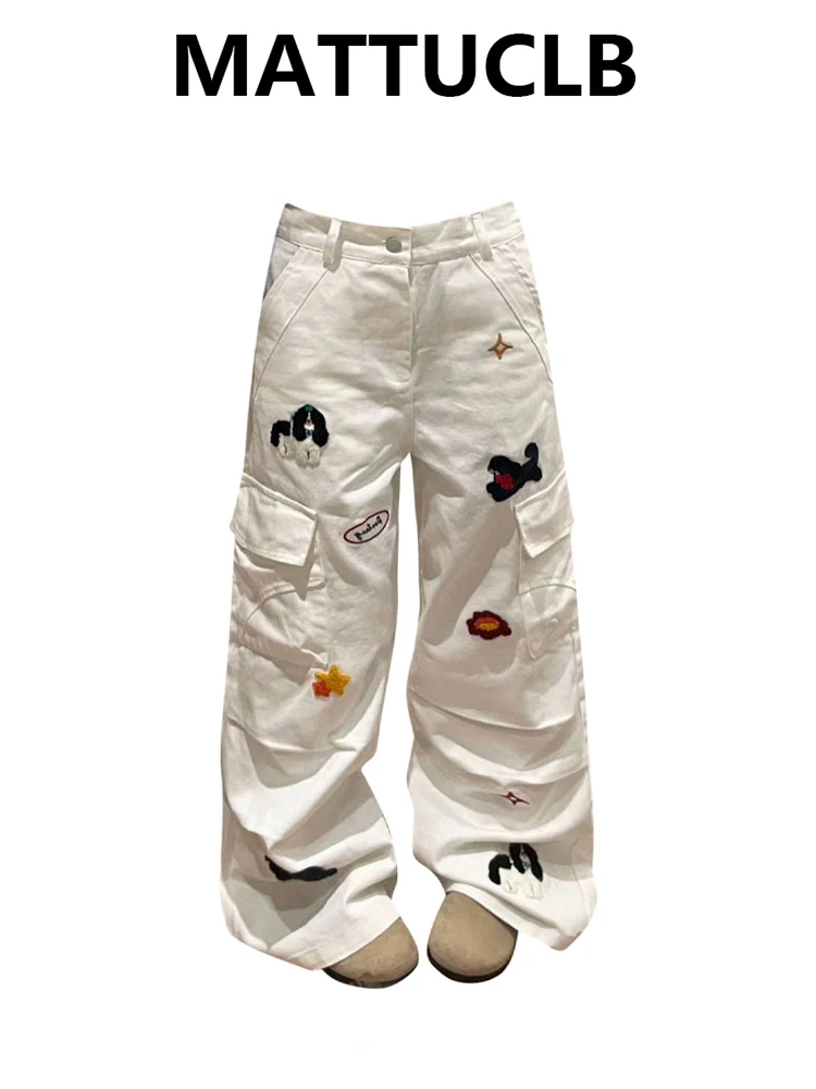 

Winter Women's Denim Pants Y2K Wide Fit Baggy Jeans Korean Cowboy High Quality Wide Fit Jeans Embroidery New In Pants Cute Core