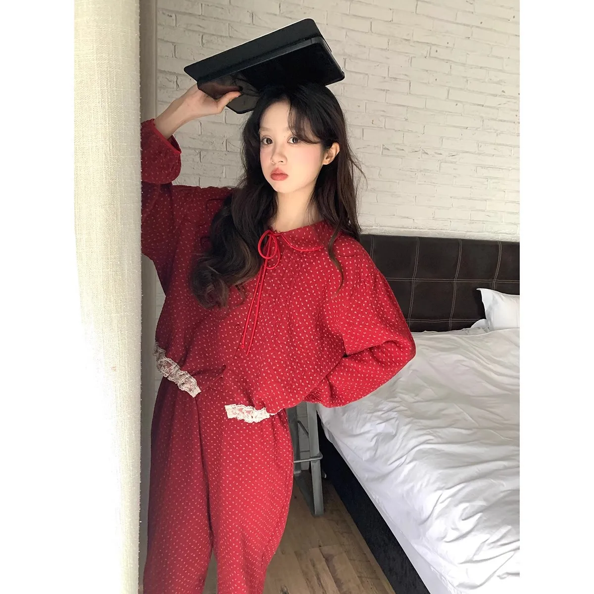 Pjs 세트 클라우드 코튼 얀 여성용 파자마 세트 여성용 따뜻한 겨울 파자마 패셔너블 홈웨어, 파자마 귀여운 소프트 파자마 세트