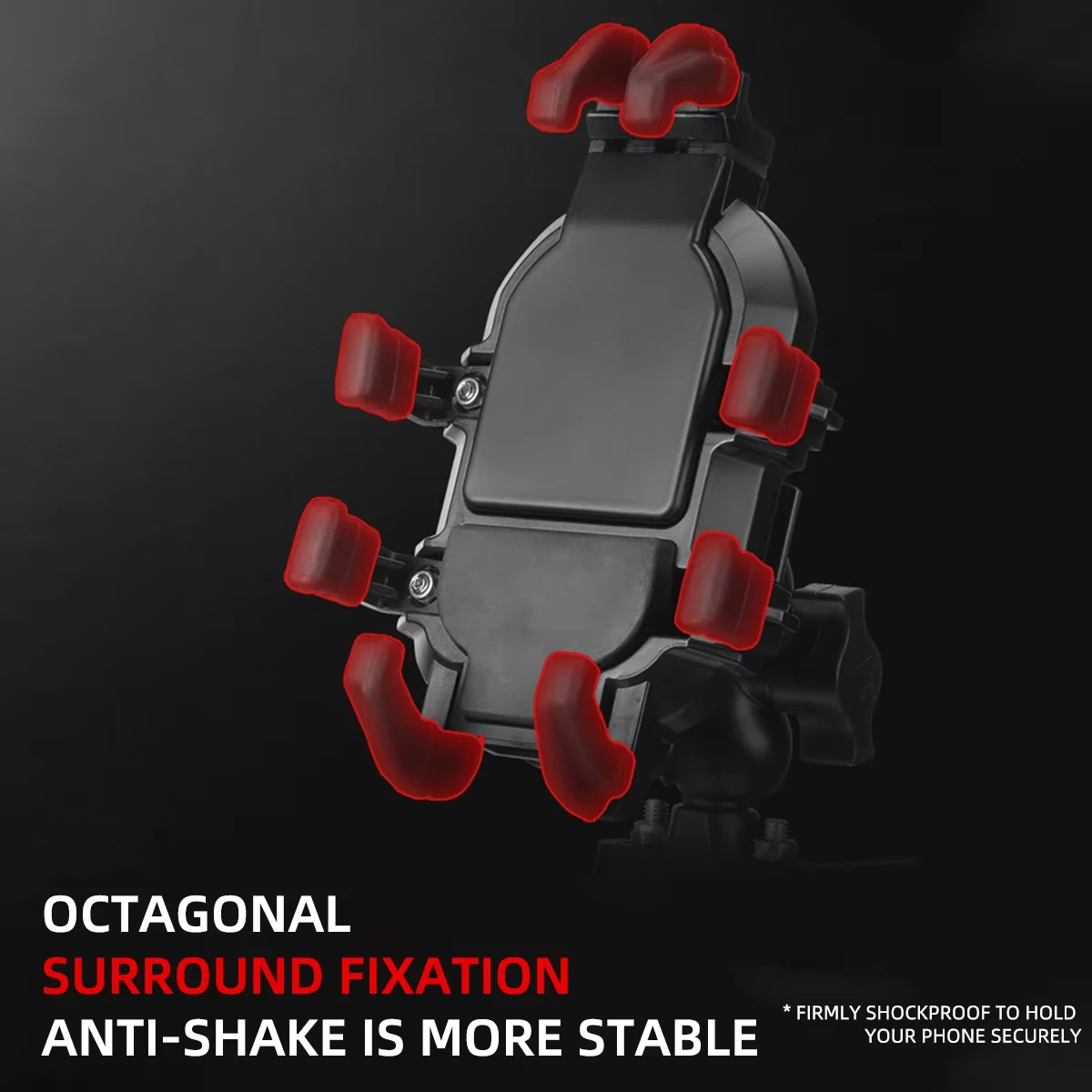 حامل الهاتف المحمول مع وحدة امتصاص الصدمات قابل للتعديل في أي زاوية للدراجات النارية والسكوتر ATV ودراجة الهاتف الخليوي #3