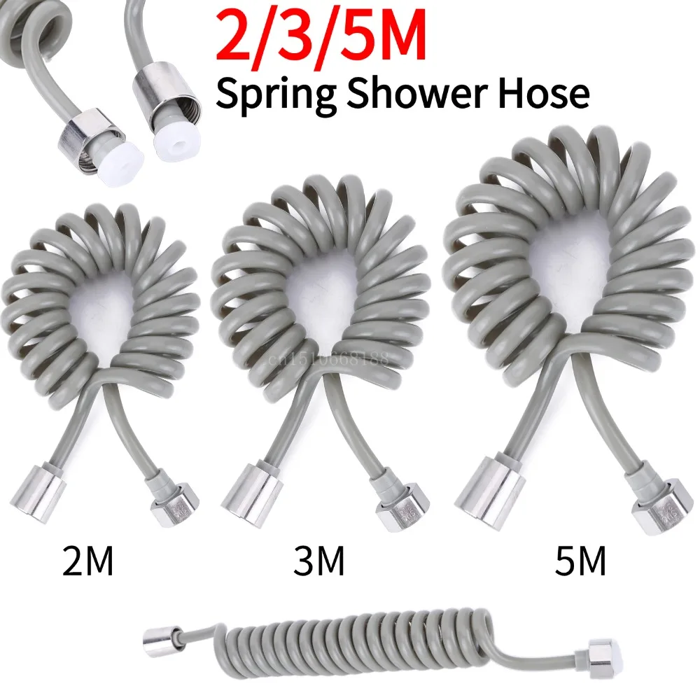 2/3/5M Plastic Water Toilet Bidet Sprayer Flexible Spring Shower Head Hose Tube Telephone Line Soft Hoses Bathroom Accessories