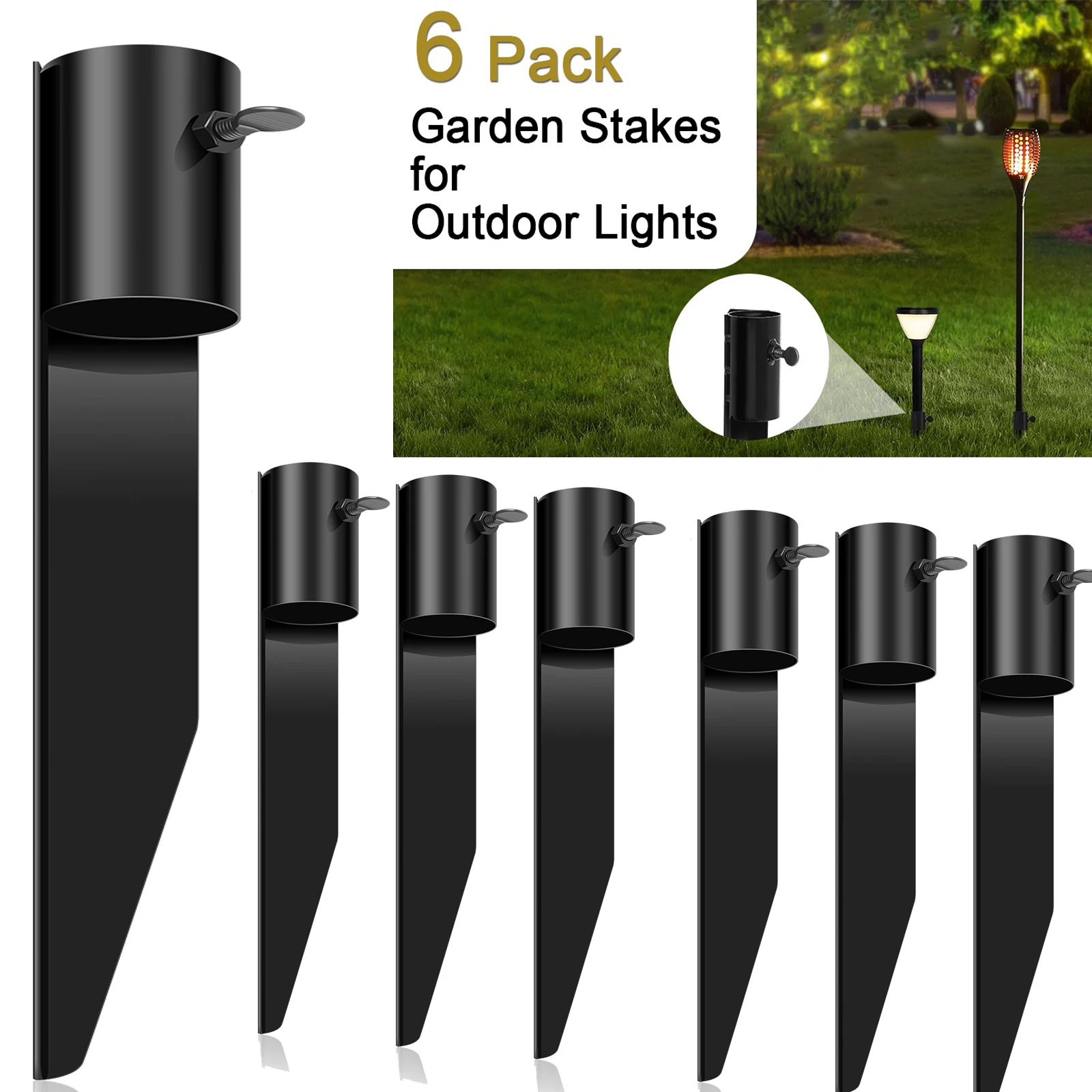 

6Pcs Solar Light Ground Spike Carbon Steel Torch Stakes Umbrella Stakes Landscape Lamps Pole for Solar Light Outdoor Garden