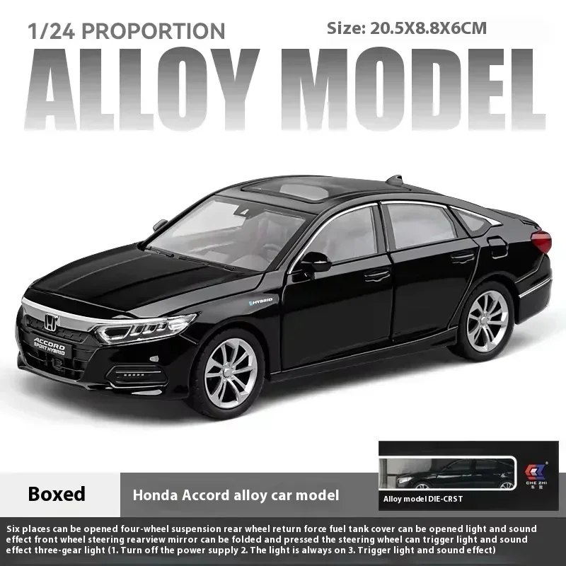 1:24 Honda Accord Limousine Geluid & Licht Legering Metaal Diecast Automodel Verzamelen Hobby Decoratie Trendy Vakantiecadeau Jongen C400