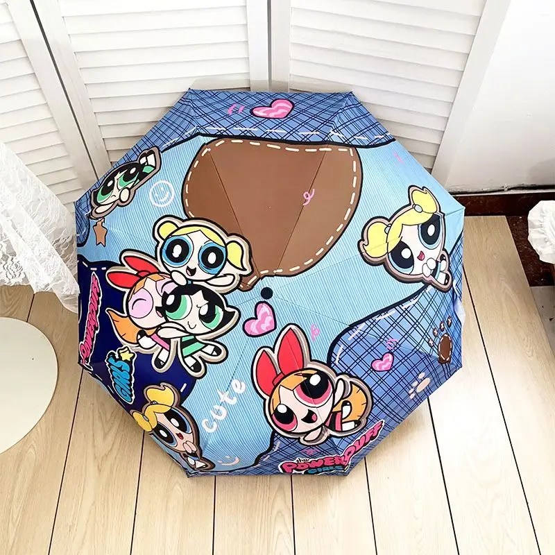 

The Powerpuff Girls Cartoon Cute Fully Automatic Folding Umbrella Fashion UV Resistant Rain and Rain Dual-use Sunshade Umbrella