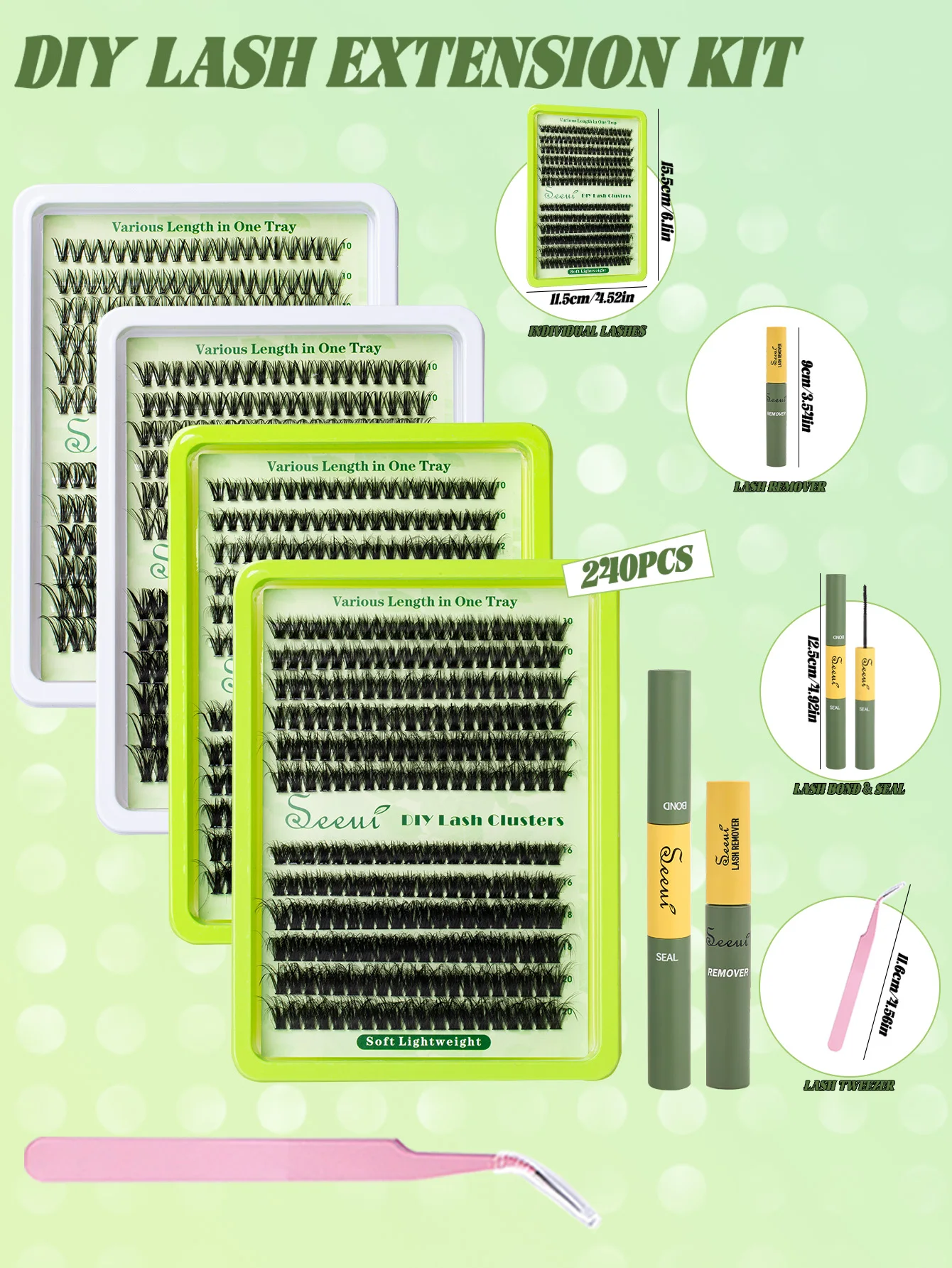 30-100D DIY Fluffy Eyelash Clusters Kit Thick Volume Wispy Individual Eyelashes Cluster Extensions With Bond and Seal Remover