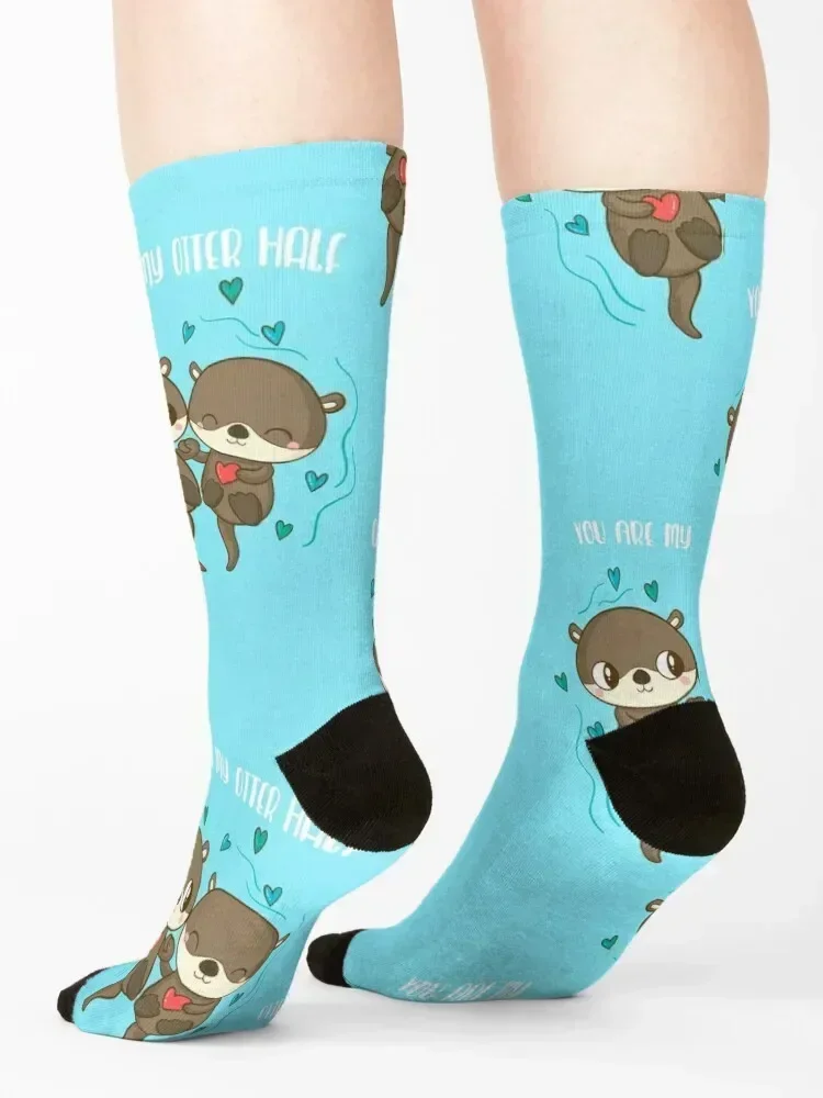 You Are my Otter Half / Cute Love Pun / Cute Kawaii Otters Socks fashionable tennis sports and leisure happy Socks Ladies Men's