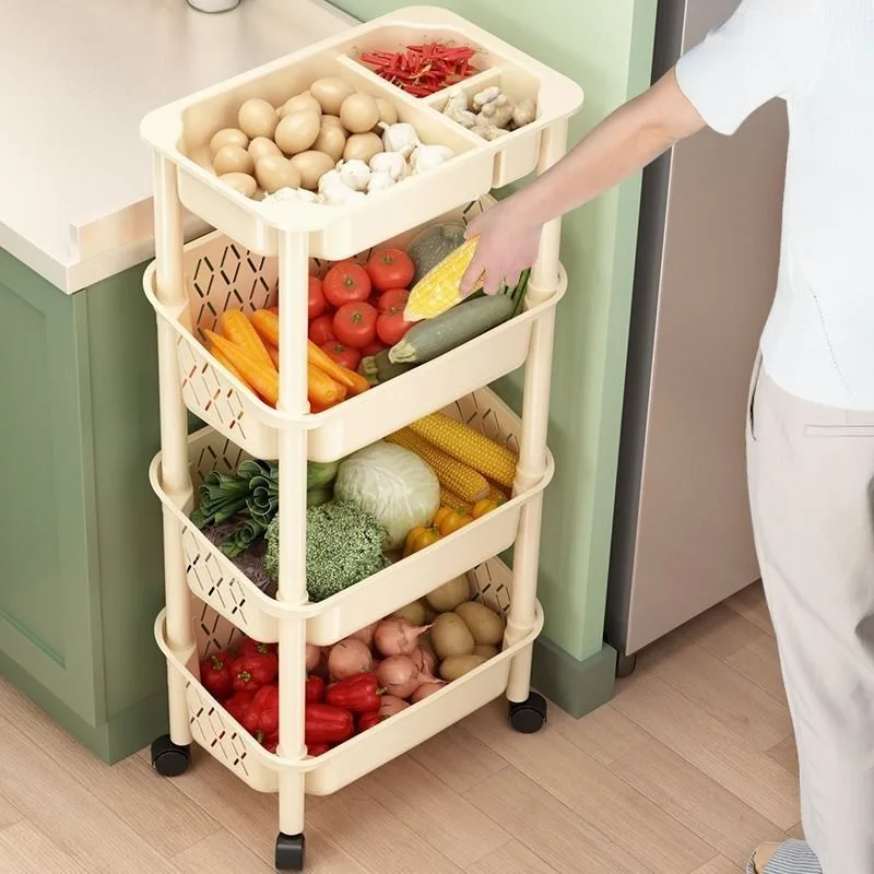 

Floor Multi-Layer Storage Basket for Kitchen and Bathroom, Grocery Store Shelf, Vegetables and Vegetables Storage Basket