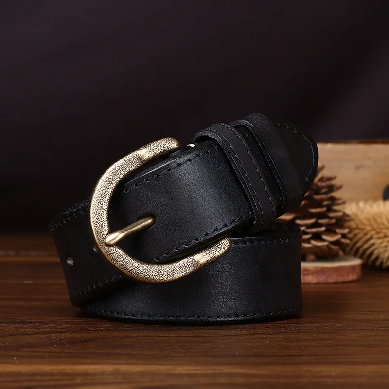 38cm-メンズ-レトロ-ハンドメイド-フロスト加工-ベルト-本革-アメリカン銅製ニードルバックル-カウボーイ-ジーンズベルト