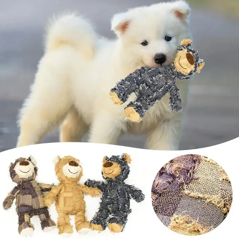 Pet Teddy Bear Soundmaking Toy Plush Interactive Dog Toys Grinding Cleaning Teeth Anti Bite Abreact Plaything Bear Pets Supplies