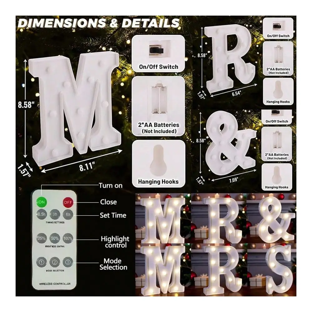 

Edding Remote Control Letter Lights For Weddings, Proposals, Anniversaries, And Party Table Centerpieces, LED Lights .Neon Letter Desktop Sign, Standalone Plastic Battery-Powered, AA Battery Powered (Batteries Not Included)