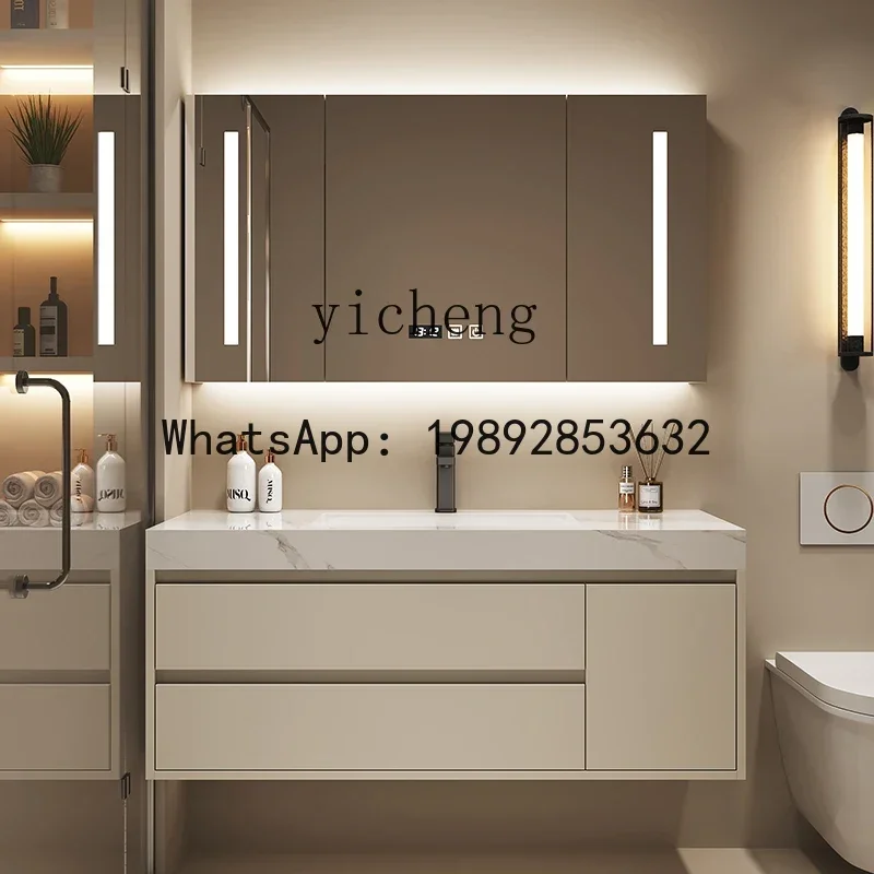 Lavabo integrato in ceramica con giunture senza soluzione di continuità B1, nuovo lavabo sanitario combinato per mobiletto da bagno