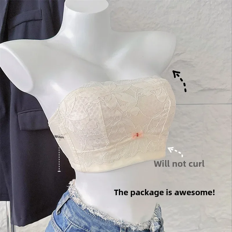 Non-Slip Strapless Bra Minimizer Push-Up Bralette Wireless Summer Thin Full Coverage Seamless Large Breasts Support Show Small