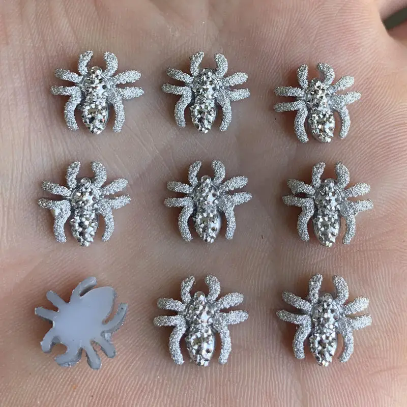 60pcs 13mm Vintage Mini Spider Piatto cabochon resina della parte posteriore di Strass di Cristallo Strass Per I Vestiti Monili Che Fanno