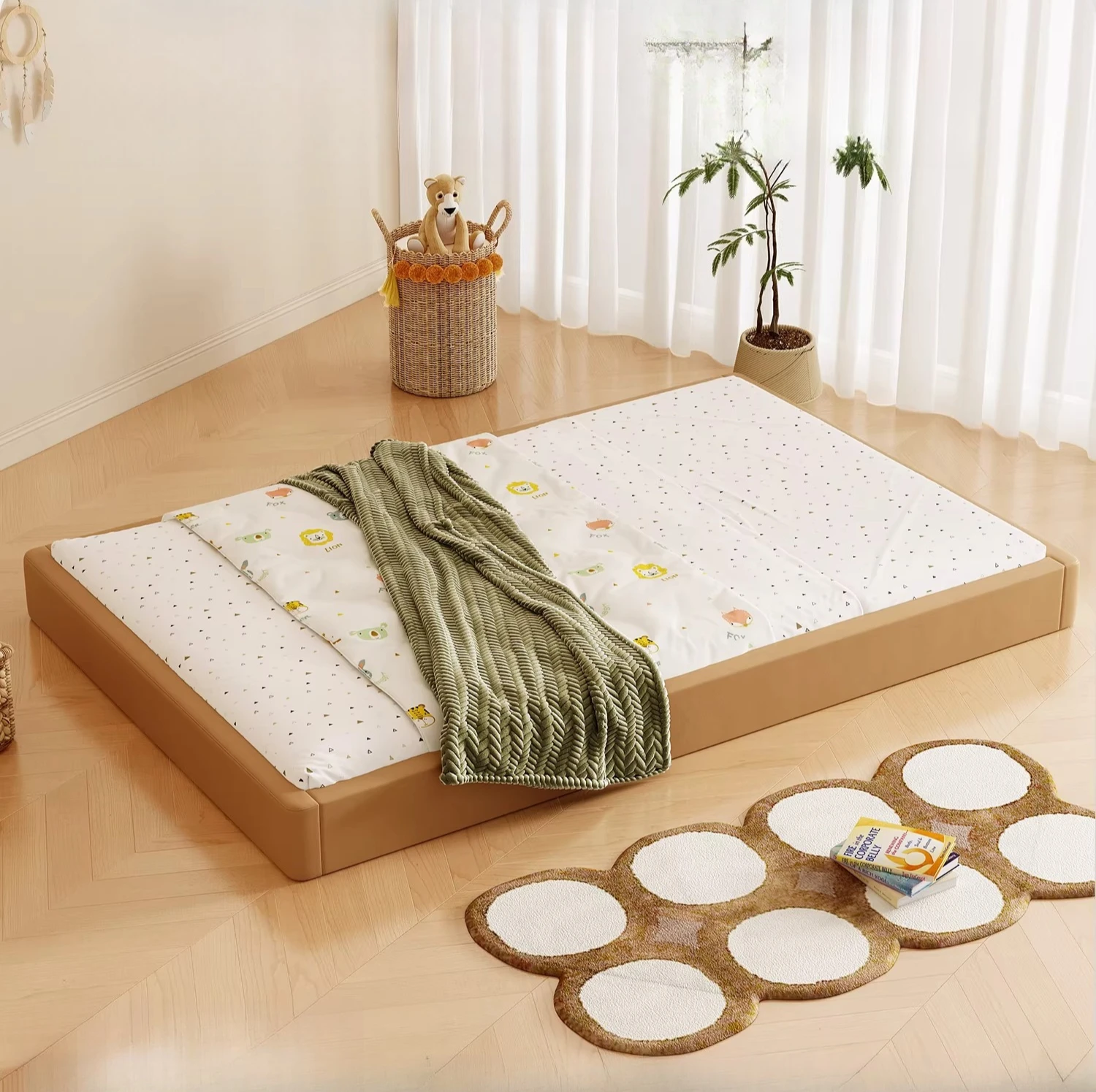 Floor bed, tatami floor New small apartment with guardrail bed