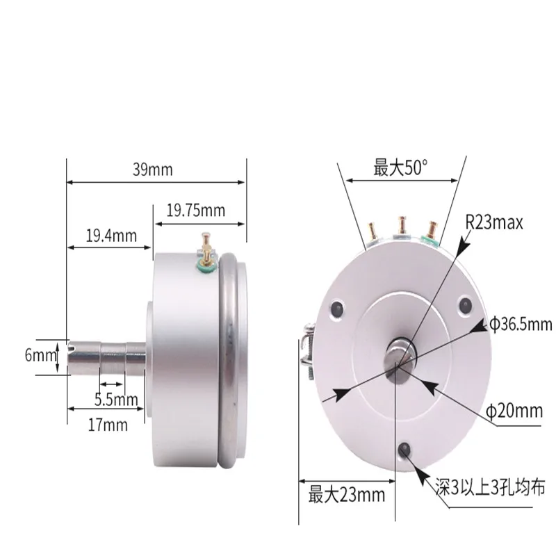 Potenciómetro de plástico conductivo de precisión, 1 piezas, WDD35D4C1-90 °, 1KΩ, 2KΩ, 5KΩ, 10KΩ, ángulo efectivo de 90 grados